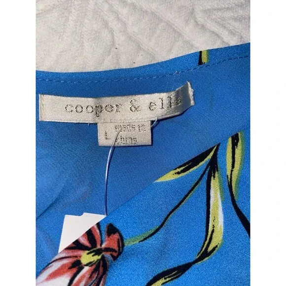 Floral Print Sleeveless Tiered Top Blue Flowy Blouse Casual Tank - Picture 4 of 6